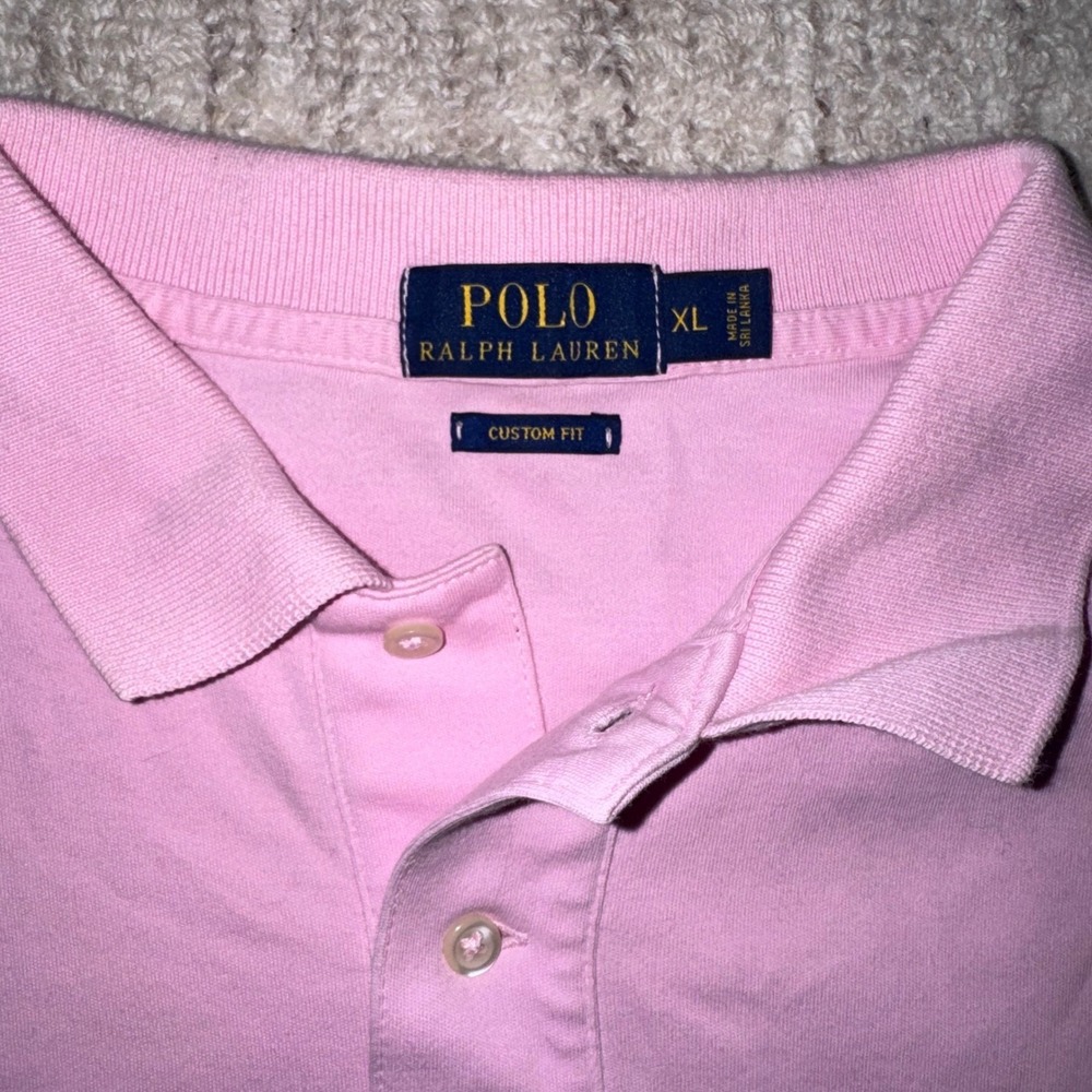 Excellent Condition Ralph Lauren Custom Fit Polo Shirt Pink Size XL - Picture 2 of 4